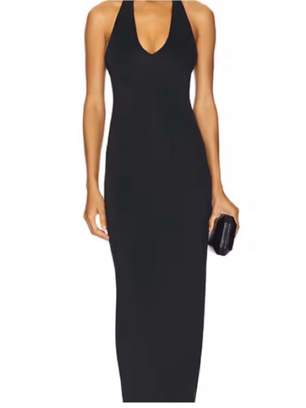 Scuba Halter Maxi Dress in Black GOOD AMERICAN